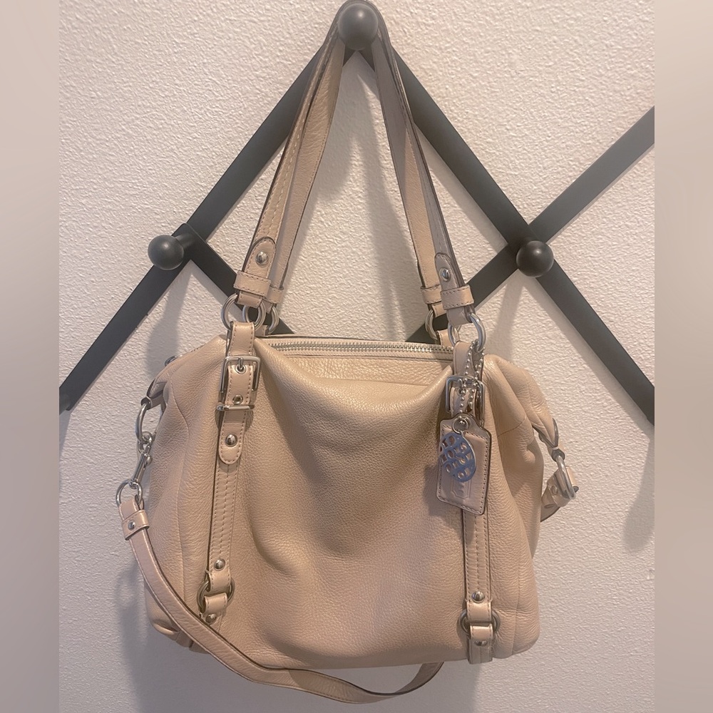 COACH Alexandra Large Shoulder Bag 15273 | Pearlized Blush | Pebbled Lea…